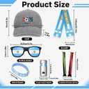 Argentina Soccer Fan Gear Set, 7 Pcs 2026 Game Day Accessories with Hat, Scarf, Flag Sunglasses, Wristband, Flag Face Paint & Cheer Sticks, Soccer Party Supplies for Watch Parties