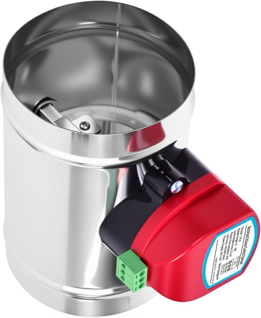 4" Motorized Duct Damper,AC 110V On/Off Backdraft Damper Control, Stainless Steel Airflow Control Damper for HVAC System