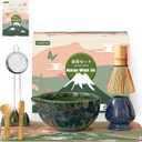 Clay&Fire Matcha Whisk Set9 Pcs Ceramic Matcha Set, 15 OZ Matcha Bowl with Spout and Whisk for Friend, Ideal Gift for Matcha LoverStarry