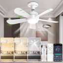 Socket Fan Light with APP & Remote, 22-in Screw-in Ceiling Fan for E26 Base, 3 Color Tones Adjustable, Reversible Motor for Home Bedroom Living Room Kitchen Garage (White)