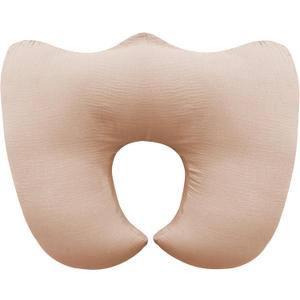Muslin Nursing Pillow for Breastfeeding, 100% Cotton Cover Original Plus Size Breastfeeding Pillows for More Support for Mom and Baby, Removable Muslin Cover, Light Tan