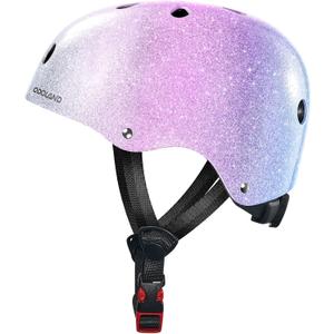 Odoland Kids Bike Helmet for Boys & Girls Age 2-10, Toddler Bicycle Helmet Adjustable Fits 48-55cm, Safety Multi-Sport Helmet Design for Children Cycling, Skating, Scooter, Outdoor Sports (A1-Sparkly Rainbow Gradient)