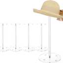 5 Set 12 Inch Clear Acrylic Hat Display Stands Round Pedstal Wig Display Rack Stands for Baseball Caps Cowboy Hats Watch Jewelry Risers