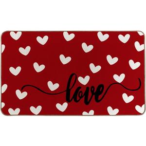 Valentine's Day Door Mat 17x30 Inch Red Love Welcome Decorative Doormat for Indoor Outdoor Love Decorative Doormat (Red 2)