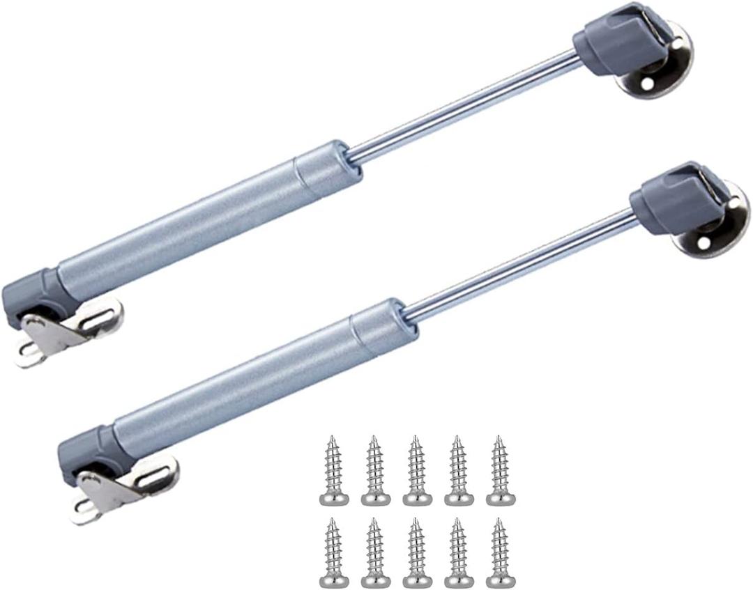 20N Gas Cabinet Door Hinge Support - Gas Shock, Soft Close & Cushioning - 8" Length (2 Pack - 4.4 lb)
