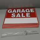 Garage Sale Sign, 17" x 13" Double-Sided With Stakes and Arrow Stickers - Weather-Proof (4 Pack)