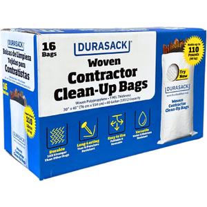 DURASACK Contractor Bags Heavy Duty 40-Gallon Reusable White Woven Polypropylene Contractor Garbage Bags, Pack of 20