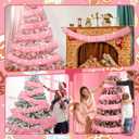 Chuangdi 6 Pcs 35 ft Pink Christmas Garland with Lights for Xmas Tree Decorations Pink Faux Fur Fabric Decor Christmas Tree Hanging Garland Faux Feather Decor for Holiday Indoor Outdoor Party Supplies
