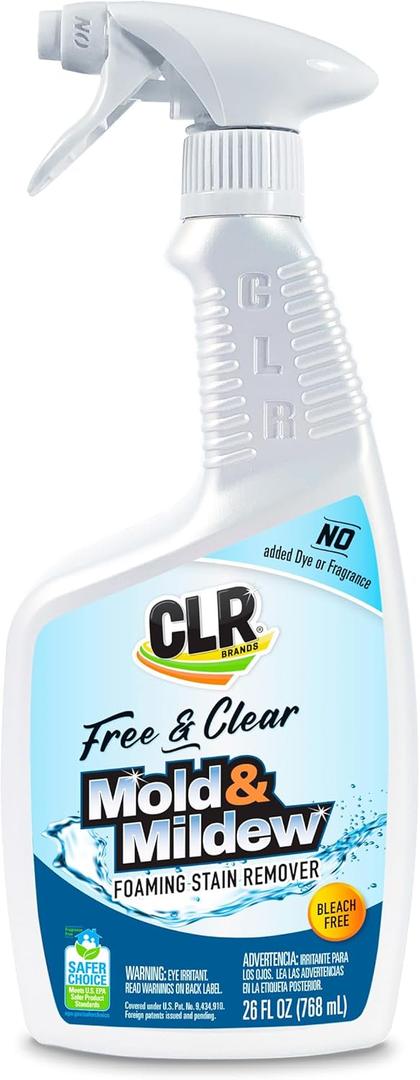 CLR Brands Mold & Mildew Bleach-Free Free & Clear Stain Remover, No Dyes or Fragrances, 26 Oz Bottle (Pack of 1)