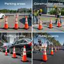 (4-Pack) SILARYO 28 Inch Traffic Cones | 330-Ft Caution Tape & 3 Attach-on Signs | Heavy-Duty Orange Traffic Cones | Tall & Large Traffic Safety Cones for Construction - PVC, Anti-Skid, -20F to 130F