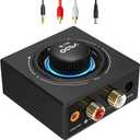 YMOO B06T3 Bluetooth 5.3 Receiver, 100ft RCA Bluetooth Audio Adapter for 3.5mm Jack AUX HiFi Home Stereo/Speaker from Smartphone/Tablet/Laptop,Dual Link for Two Speakers,SBC AAC Audio (Black)