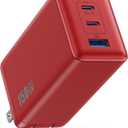 150W USB C Charger Block, GaN III Compact Foldable Wall Charger 3 Port Fast Charging Station, PD QC PPS Portable USB C Hub 100W Laptop Adapter for MacBook Pro/Air, iPad, iPhone 17/Pro, Galaxy S24,Dell etc (Red)