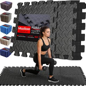 Gym Flooring for Home Gym, 18 PCS Anti-Slip Interlocking Foam Floor Tiles, 12.6"x12.6"x0.4" EVA Exercise Mats, Puzzle Floor Mat For Workout, Yoga, Kids Play Area, Treadmill, Garage