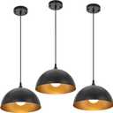 Industrial Pendant Light Fixtures,11.8" Black Dome Pendant Lights,Adjustable Vintage Hanging Lamp for Kitchen Island Restaurant Bar Cafe Dining Room Sink,3 Pack