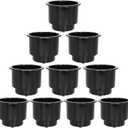 Yuanhe Black Plastic Cup Drink Holder Insert with Drain for Boat Car Marine Rv, 10PCS