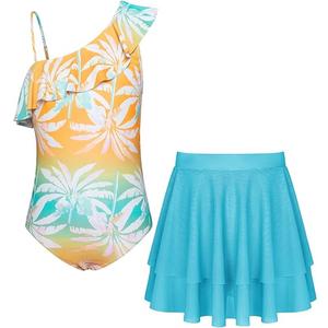 GRACE KARIN Girls One Piece Swimsuits with Mesh Skirt Bathing Suit Swimwear 14Y