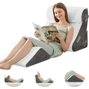 BDEUS 4PCS Bed Wedge Pillow Post Surgery, Orthopedic Sleeping Wedge Pillow Set for Back, Neck and Leg Pain Relief, Acid Reflux, GERD, Memory Foam Support Pillows for After Surgery, White