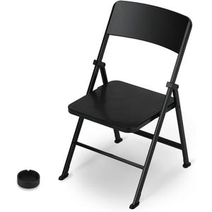 DS. DISTINCTIVE STYLE Doll Chair 1/6 Scale Mini Folding Chair for 12 Inch Action Figure Black Tiny Miniature Furniture for Dollhouse Decoration