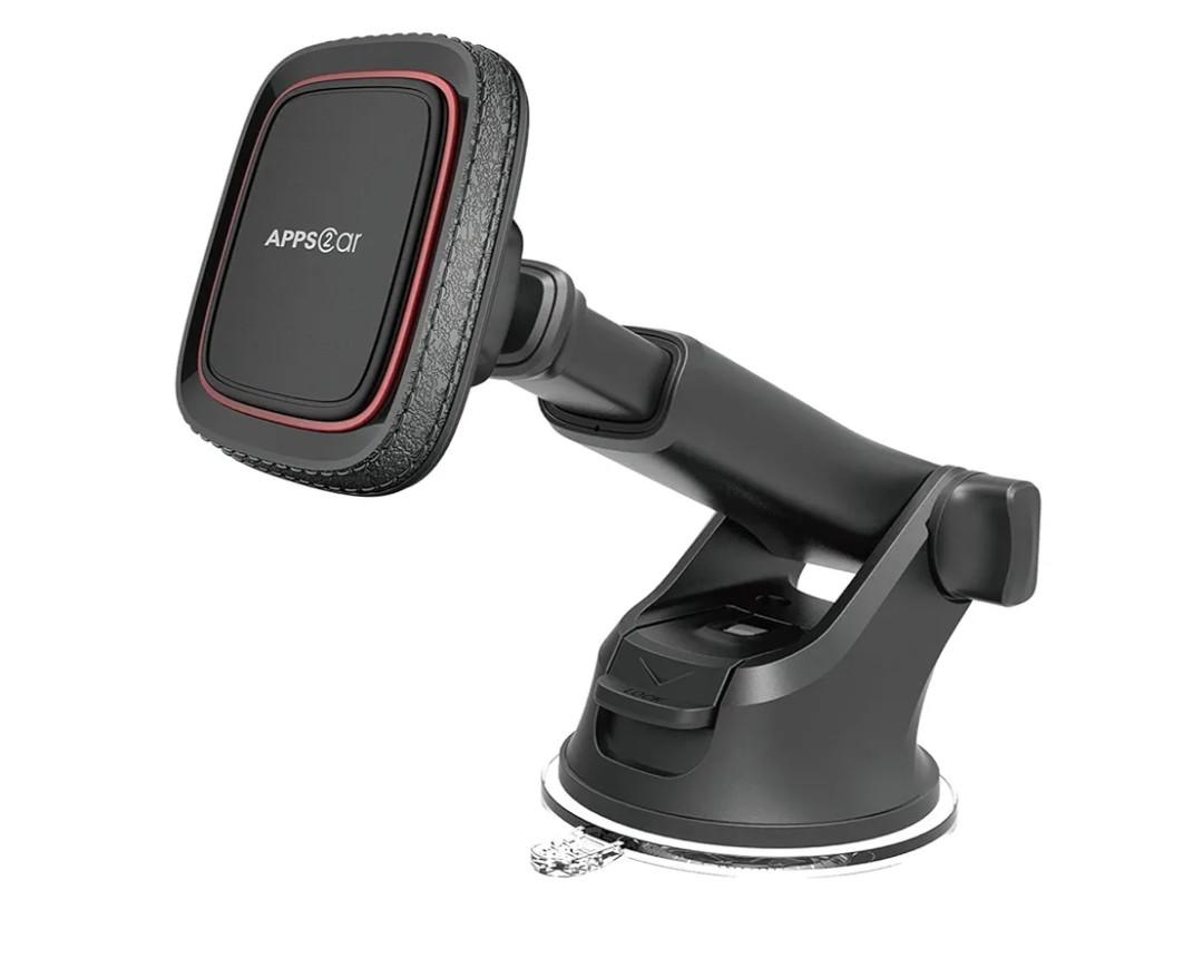 APPS2Car Magnetic Phone Car Mount, Dashboard Windshield Industrial-Strength Suction Cup Car Phone Mount Holder with Adjustable Telescopic Arm,6 Strong Magnets, for Cell Phones(Metal Sticker Need)