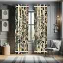 Ambesonne Nature Boho Window Curtains, Modern Illustration of Chill Leaves and Flowering Abstract Details, Lightweight Decor 2-Panel Set with Rod Pocket, Pair of - 28" x 95", Sepia Olive Green Beige