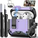 Compatible with AirPods 4th Gen Case with Phone Stand,Full Drop Protection Automatic Snap Switch and Lock Design with Cleaner Kit for Airpods 4 with Active Noise Cancellation Charging(2024)