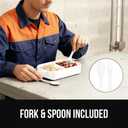 GORILLA GRIP BPA-Free Leakproof Bento Lunch Box for Women, Men, Kids, On-the-go Easy to Carry Handle, Microwave Safe Hot or Cold Food Container, Lid Includes Built-In Utensil Set, 1 Tier Style, White