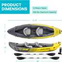 INTEX Explorer Inflatable Kayak 2-Person Portable Set with Paddles and Pump | 68307EP - Sit-on Tandem Kayak with Removable Seats and Skeg for Lakes & Rivers, 10ft 3 in x 3ft