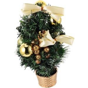 Ciieeo 1pc Lifelike Mini Christmas Tree Adornment Gold Tabletop Xmas Tree for Home Shop and Party Decoration Sturdy Festival Ornament for Holiday Cheer
