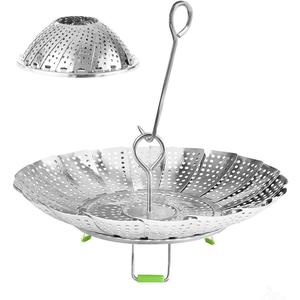 Stainless Steel Steamer Basket, Vegetable Steamer Basket for Instant Pot, Insert for Veggie/Seafood Cooking/Boiled Eggs with Safety Tool - Adjustable Sizes to fit Various Pots (5.1" to 9.5")