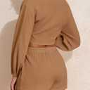 Herseas Women's Swimsuit Coverup Self Tie Blouse Shorts Set Bikini Cover Up Beach Outfit (Brown, XXL)