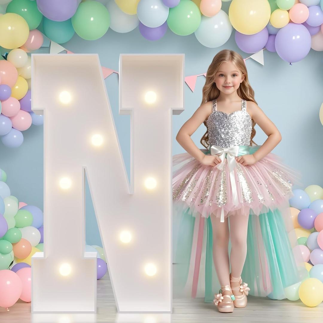 JoyMuse Marquee Letters 3 Feet Tall, Light Up Letters 3FT with Lights, Large Letters for Party, Letter N Light Up Letters for Graduation Proposal Wedding Birthday Homecoming Decorations