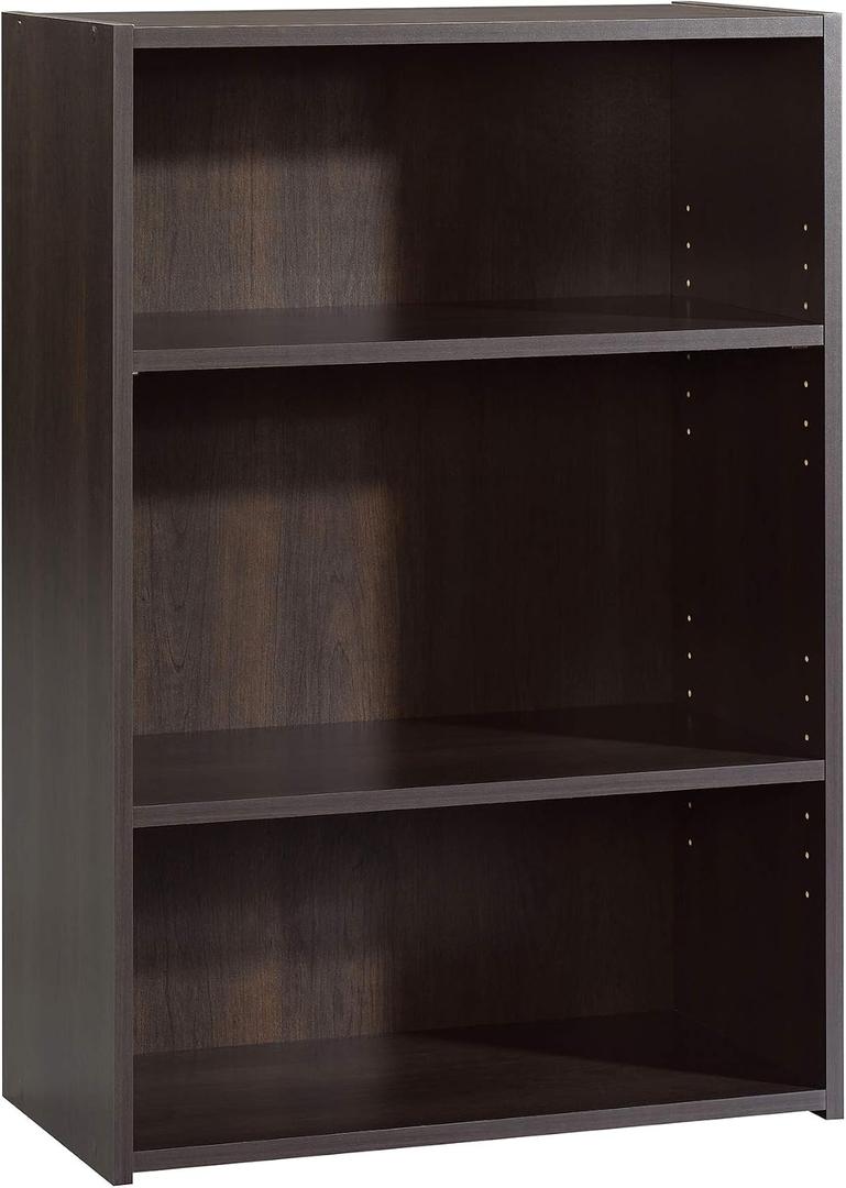Sauder Beginnings 3-Shelf Bookcase, Bookshelf with Adjustable Storage Shelves, in Med Wood Finish