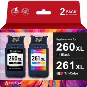 EaseFusion 260XL 261XL Replacement for Canon 260 and 261 Ink Cartridges PG-260 CL-261 Compatible with Canon Pixma TS6420a TS6420 TS6400 TR7020a TS5320 TR7000 TS5300 TR7020 Printer Ink Cartridges