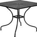 Flash Furniture Oia Commercial Grade 35.5" Square Black Indoor-Outdoor Steel Patio Table with Umbrella Hole