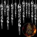 48 Pieces Icicle Ornaments Clear Twisted Icicle Christmas Tree Decorations Acrylic White Artificial Winter Hanging Decor for Christmas Tree Home Festival Decorations, 4 Sizes