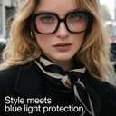 miyya Oversized Blue Light Glasses for Women, Retro Fashion Computer Glasses, Anti-Glare, Eye Strain Relief