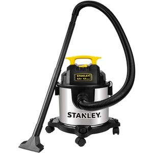 STANLEY 4 Gallon Wet Dry Vacuum, 4 Peak HP Stainless Steel 3 in 1 Shop Vacuum Blower with Powerful Suction, Vacuum for Job Site, Garage, Basement, Workshop, Top Handle, Portable Wet Dry Vac SL18301-4B