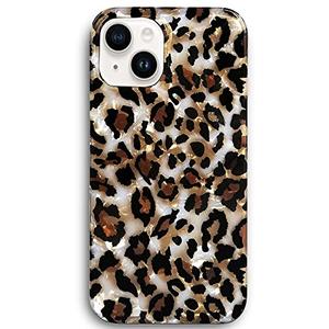 J.west Case Compatible with iPhone 15 Case 6.1-inch, Luxury Sparkle Translucent Clear Leopard Cheetah Print Pearly Design Soft Silicone Slim TPU Protective Phone Case Cover for Girls Women (Bling)