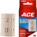 ACE 3 Inch Elastic Bandage with Clips, Beige, Great for Elbow, Ankle, Knee and More, Ideal for Sports, Comfortable design with soft feel, Wash and Reuse