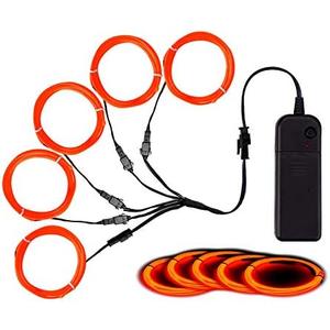 MaxLax EL Wire Orange, Noise Reduction Neon Wire Light 5 in 1 Meter, Electroluminescent Wire for Halloween Decoration, Christmas Party, DIY Decoration