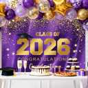 Mocsicka 2026 Graduation Party Backdrop Class of 2026 Purple Gold Glitter Background Congratulations Graduates Party Decoration Banner Photo Booth Props (10x7ft)