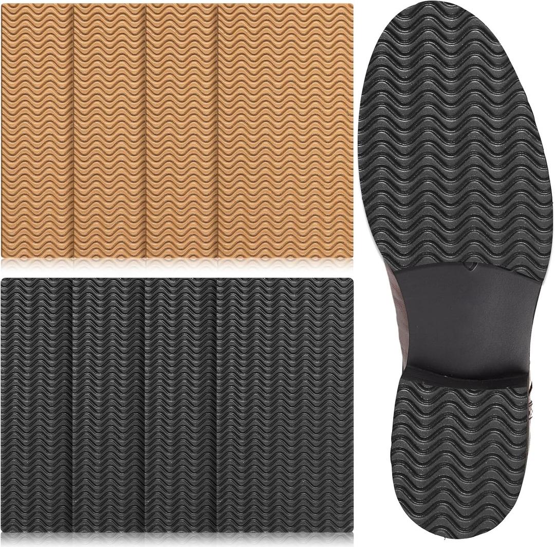 Eurzom 8 Pcs Shoe Grips on Bottom of Shoes No Slip Bottom Pad Self Adhesive Sole Protector Anti Slip Grips for Heel No Skid Pads for Sneakers Slippers(5.9 x 3.2 Inch,Black, Nude)