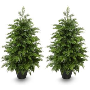 2fT Artificial Cedar Topiary Trees,2 Pack UV Resistant Faux Pine Tree