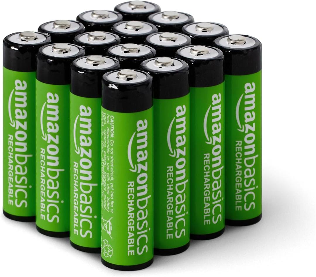 Amazon Basics 16-Pack Rechargeable AA NiMH Batteries, 2000 mAh, 1.2V, Low Self Discharge, Pre-Charged, Recharge up to 1000x Times