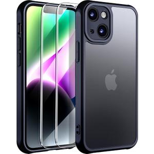 for iPhone 14 Plus Case Black with Screen Protector,Full-Body Matte Protective Phone Case for iPhone 14 Plus with Camera Cover.(Black)