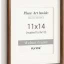 11x14 Picture Frame, USA-Sourced Natural Walnut Wood Photo Frame with Tempered Glass, Handcrafted Rounded Corner 11 x 14 Wooden Frame Matted to 8x10 Photos, Wall or Tabletop Display