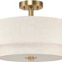 XiNBEi Lighting 16" Semi Flush Mount Ceiling Light for Bedroom, Brass
