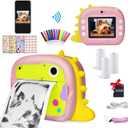 Camera for Kids, Instant Print Camera with WiFi Function 1080P Video Camera 2.4" Screen Selfie Camera with 32G TF Card, 4 DIY Stickers, 12 Colored Penls, 3 Rolls Print Papers for Girls Boys(Pink)