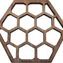5 Pack Hollow Hexagon Wooden Coasters, Honeycomb & Bee Pattern Cup Pads, Decorative Wooden Wall Art Ornaments, Rustic Home Bar Decor & Housewarming Gift for Bee Lovers