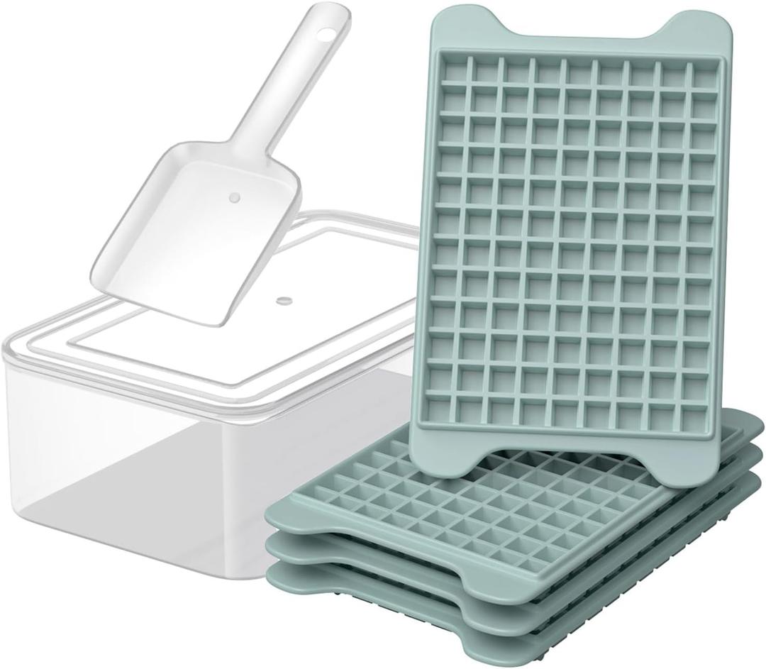 Mini Ice Cube Tray for Freezer: GGUW Nugget Ice Cube Tray with Bin - Crushed Ice Tray Making 4108 PCS Icecube - Easy Release Iced Maker Trays (Gray)